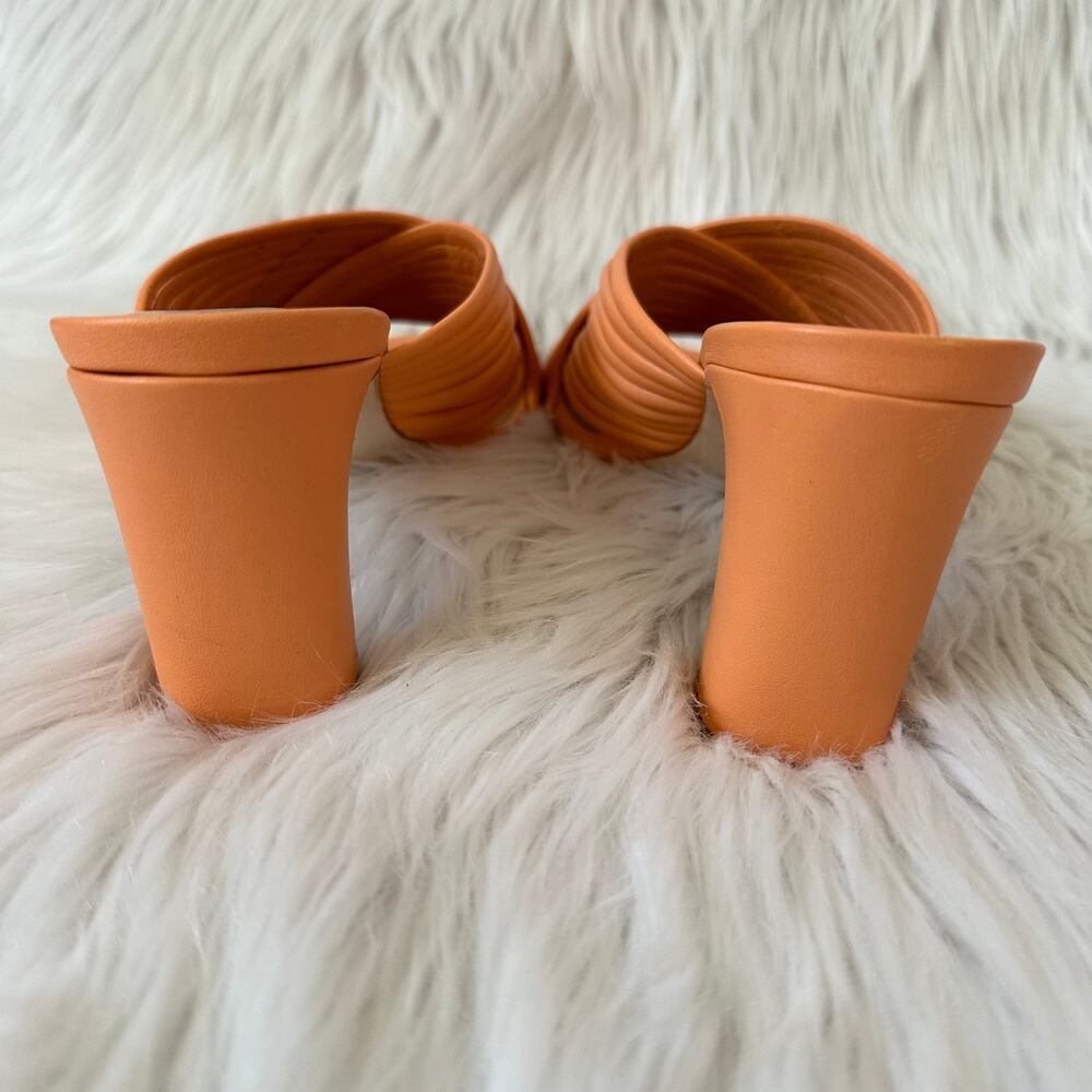 REFORMATION Lila Tubular Heeled Leather Sandals Mules Square Toe Block Heels - Picture 7 of 15
